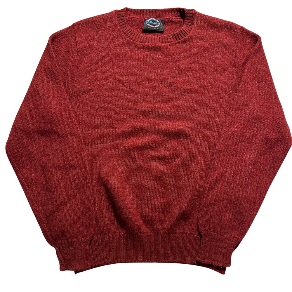 VTG Jantzen Sweater Men M Burgundy Acrylic Crewneck Pullover Made in USA Classic